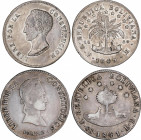 Lote 2 monedas 8 Soles. 1841 y 1849. POTOSÍ. L.R. Y F.M. 26,56 y 26,77 grs. AR. KM-103, 109. MBC- y MBC+.