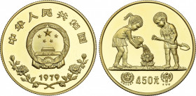 450 Yuan. 1979. 17,12 grs. AU. Año Internacional del niño. Fr-5; KM-9. PROOF.