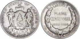 1/2 Dólar. 1920. 12,34 grs. AR. Centenario de Maine. KM-146. MBC-.