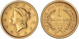 1 Dólar. 1853. FILADELFIA. 1,65 grs. AU. Liberty Head. Fr-84; KM-73. MBC.