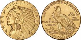 5 Dólares. 1914-D. DENVER. 8,33 grs. AU. Indio. Fr-151; KM-129. MBC/MBC+.
