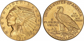 5 Dólares. 1915-D. (DENVER). 8,31 grs. AU/850. Indio. FALSA DE ÉPOCA. Ceca inexistente con esta fecha. MBC.