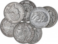 Lote 7 monedas 5 Francos. 1823 a 1850. LUIS XVIII, LUIS FELIPE I y II REPÚBLICA (5). PARIS. AR. Incluye: 1823-A, 1844-A, 3x 1849-A y 2x 1850-A. Todas ...