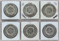 Lote 6 monedas 10 Francos. 1965 a 1972. AR. 1965, 1966(2),1970,1971 Y 1972. Tipo Hércules. KM-932. SC.