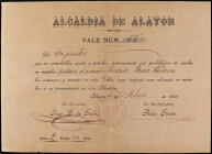 2 Pesetas. 5 Febrero 1898. ALCALDIA DE ALAYOR. VALE NÚM. 55. Vale por 2 Pesetas canjeables en productos de comercios y tiendas. MUY RARO. MBC+.