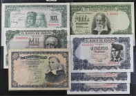 Lote 7 billetes 500 (4) y 1000 Pesetas (3). 1946 a 1971. A EXAMINAR. Ed-452, 463a, 469a, 473a (3), 474c. MBC a SC.