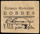 2 Pesetas. C.M. de ROBRES (Huesca). MUY RARO. Cartón. RGH-4537. EBC.