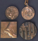 Lote 4 medallas. 1973 a 1997. SUBIRACHS. Br. Ø 31 a 70 mm. Virgili gimbernat, Al.legoria de la ciutat, Societat Espanyola de ciències fisiòlogiques, E...