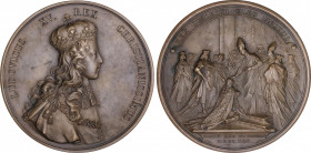 Coronación de Luis XV. 1722 (Reacuñación siglo XX). FRANCIA. Anv.: LUDOVICUS XV REX CHRISTIANISSIMUS. Busto coronado a derecha. Rev.: REX COELESTI OLE...