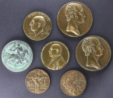 Lote 7 medallas módulo grande. Siglo XX. FRANCIA. AE, Br. Ø 68 a 100 mm. A EXAMINAR. EBC+ a SC.