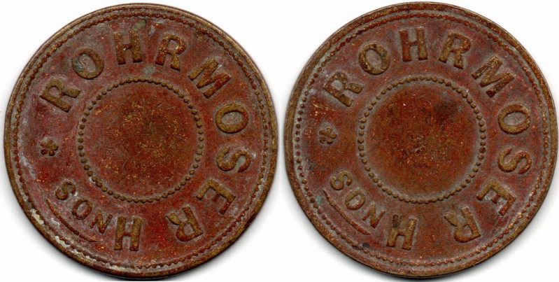 Colombia Rohrmoser Hermanos token 1910-1920s VF