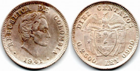 Colombia 10 Centavos 1941 Bogota XF+