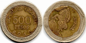 Colombia 500 Pesos 2016 Contemporary Counterfeit Bi-Metallic. Very Rare