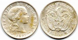 Colombia. 10 Centavos 1897 Bogota. AU+