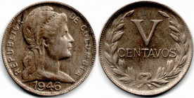 Colombia. 5 Centavos 1946 Large Date UNC