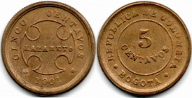 Colombia. Lazareto 5 Centavos 1901 UNC