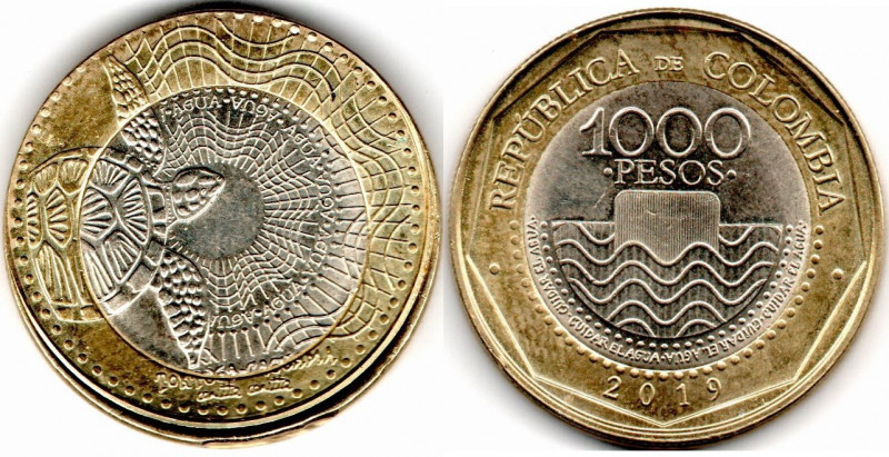 Colombia MINT ERROR 1000 Pesos 2019 Uncentered Center / Off centered Edge Rare