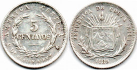 Costa Rica 5 Centavos 1889 Birmingham