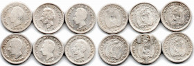 Ecuador 6 Pieces. 1/2 Decimos 1893-1905