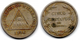 Nicaragua 5 Centavos 1936