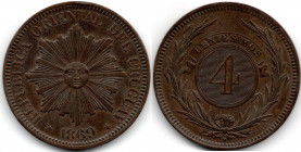 Uruguay 4 Centesimos 1869 Birmingham