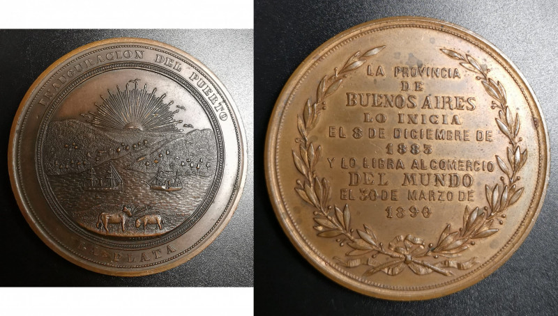 Argentina March 1890 Inauguration of the Port. Bronze 58mm 89.45 grams