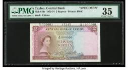 Ceylon Central Bank of Ceylon 2 Rupees 3.6.1952 Pick 50s Specimen PMG Choice Very Fine 35. Printer's annotations are present on this example.

HID0980...