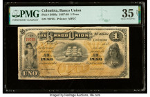 Colombia Banco Union 1 Peso 1887-88 Pick S866a PMG Choice Very Fine 35 Net. Repaired and pieces added.

HID09801242017

© 2020 Heritage Auctions | All...