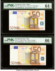 European Union Central Bank, Spain; Italy 50 Euro 2002 Pick 4v; 17s Two Examples PMG Choice Uncirculated 64 EPQ; Gem Uncirculated 66 EPQ. 

HID0980124...