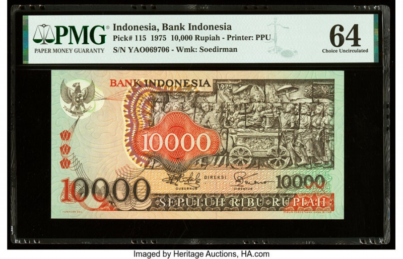 Indonesia Bank Indonesia 10,000 Rupiah 1975 Pick 115 PMG Choice Uncirculated 64....