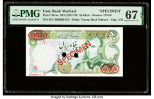 Iran Bank Markazi 50 Rials ND (1974-79) Pick 101e PMG Superb Gem Unc 67 EPQ. Red Specimen & TDLR overprints and two POCs present.

HID09801242017

© 2...