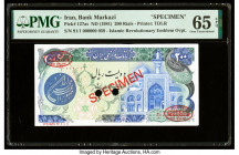 Iran Bank Markazi 200 Rials ND (1981) Pick 127as Specimen PMG Gem Uncirculated 65 EPQ. Red Specimen & TDLR overprints and two POCs present.

HID098012...
