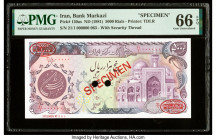 Iran Bank Markazi 5000 Rials ND (1981) Pick 130as Specimen PMG Gem Uncirculated 66 EPQ. Red Specimen & TDLR overprints and two POCs present.

HID09801...