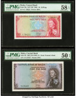 Malta Central Bank of Malta 10 Shillings; 5 Pounds 1967 (ND 1968) Pick 28a; 30 Two Examples PMG Choice About Unc 58 EPQ; About Uncirculated 50 EPQ. 

...