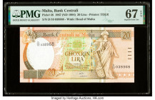 Malta Bank Centrali ta' Malta 20 Lira 1967 (ND 1994) Pick 48 PMG Superb Gem Unc 67 EPQ. 

HID09801242017

© 2020 Heritage Auctions | All Rights Reserv...