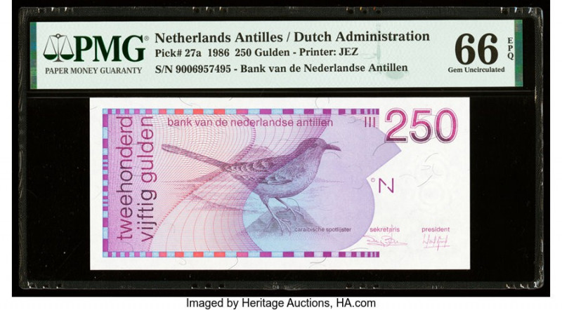 Netherlands Antilles Bank van de Nederlandse Antillen 250 Gulden 31.3.1986 Pick ...