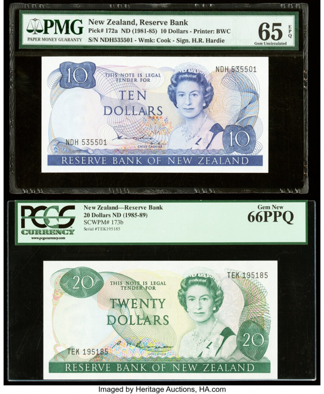New Zealand Reserve Bank of New Zealand 10; 20 Dollars ND (1981-85); ND (1985-89...