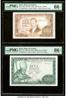 Spain Banco de Espana 100; 1000; 500 Pesetas 7.4.1953; 19.11.1965; 23.6.1971 Pick 145a; 151; 153a Three Examples PMG Gem Uncirculated 66 EPQ (3). 

HI...