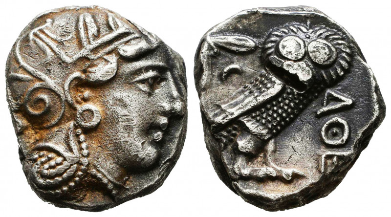 Athens , Attica. AR Tetradrachm, c. 440-420 BC.
Obv. Helmeted head of Athena ri...