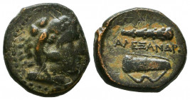 Macedonian Kingdom. Alexander III the Great. 336-323 B.C. AE. Macedonian mint, Struck 336-323 B.C.
Reference:
Condition: Very Fine



Weight: 6,...