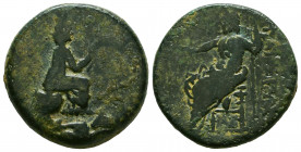 Roman Provincial
CILICIA. Tarsus. Pseudo-autonomous. AE Time of Hadrian. 117-138
ΑΔΡΙΑΝΗϹ / ΤΑΡϹΟΥ Zeus seated left, holding Nike in his right hand ...