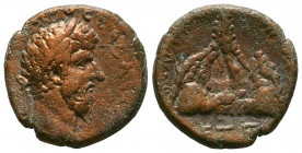 CAPPADOCIA. Caesarea. Lucius Verus (161-169). Ae.
Obv: AVTOKPA OYHPOC.
Laureate, draped and cuirassed bust right.
Rev: KAICAPEWN T Π APΓAIW, ET E....