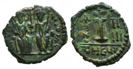Byzantine
Justinian I. AD 527-565. Pentanummium Æ. Theoupolis.



Weight: 2,6 gr
Diameter: 17,6 mm