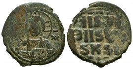Byzantine
Anonymous, time of Constantine X (1059-1067). Æ 40 Nummi. Constantinople. Bust of Christ facing, holding Gospels. R/ Legend in three lines....