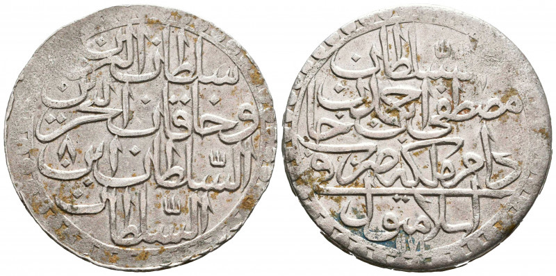 Ottoman Empire, Mustafa III AR 2 Zolota. Constantinople, AH 1171 (AH 1182) Daven...