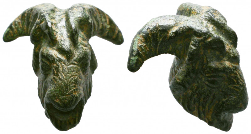 Ancient Roman Bronze Goat Head, c. 1st-3rd century AD. 
Reference:
Condition: ...