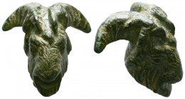 Ancient Roman Bronze Goat Head, c. 1st-3rd century AD. 
Reference:
Condition: Very Fine 



Weight: 31,5 gr
Diameter: 26,7 mm