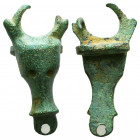 Ancient Roman Bronze Bull Head Pendant, c. 1st-3rd century AD. 
Reference:
Condition: Very Fine 



Weight: 5 gr
Diameter: 28 mm