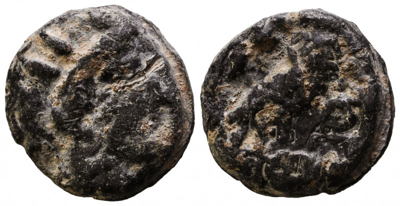 Athens, Attica. PB Lead Tetradrachm, c. 440-420 BC.
Obv. Helmeted head of Athen...