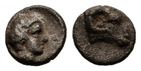 Greek AR Obol. 4-5th century BC.
Reference:
Condition: Very Fine



Weight:0,2 gr 
Diameter: 7 mm